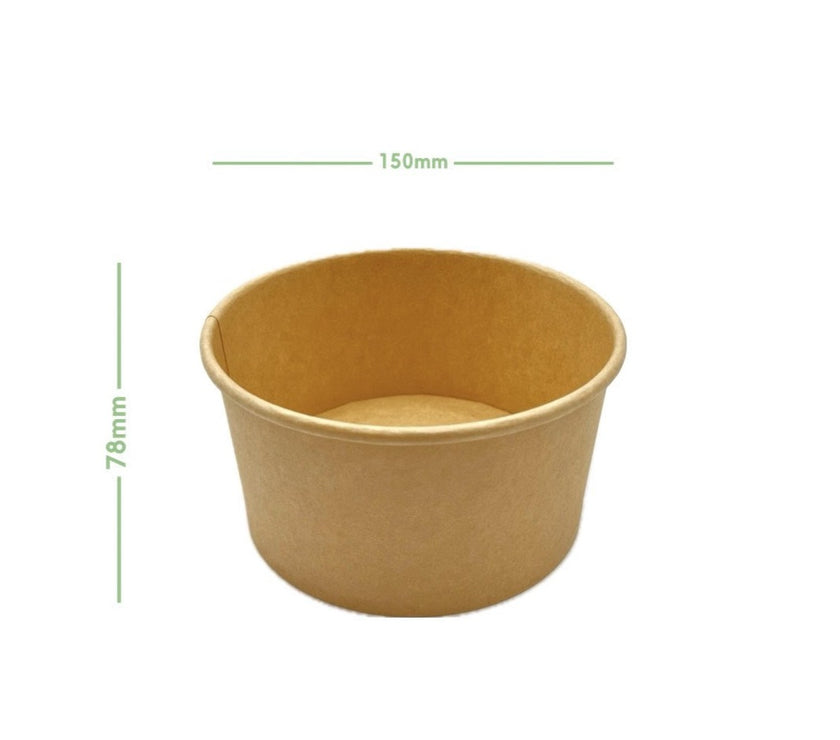 Salatschalen - Kraftkarton - 1000ml - Ø150x78mm - 300 Stk.