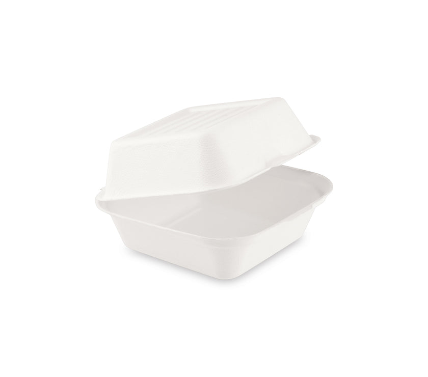 Burgerbox aus Zuckerrohr-Bagasse - 152x150x78 mm - 450 Stück