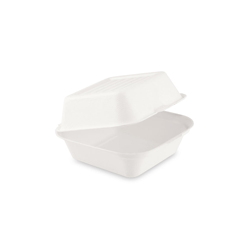Burgerbox aus Zuckerrohr-Bagasse - 152x150x78 mm - 450 Stück