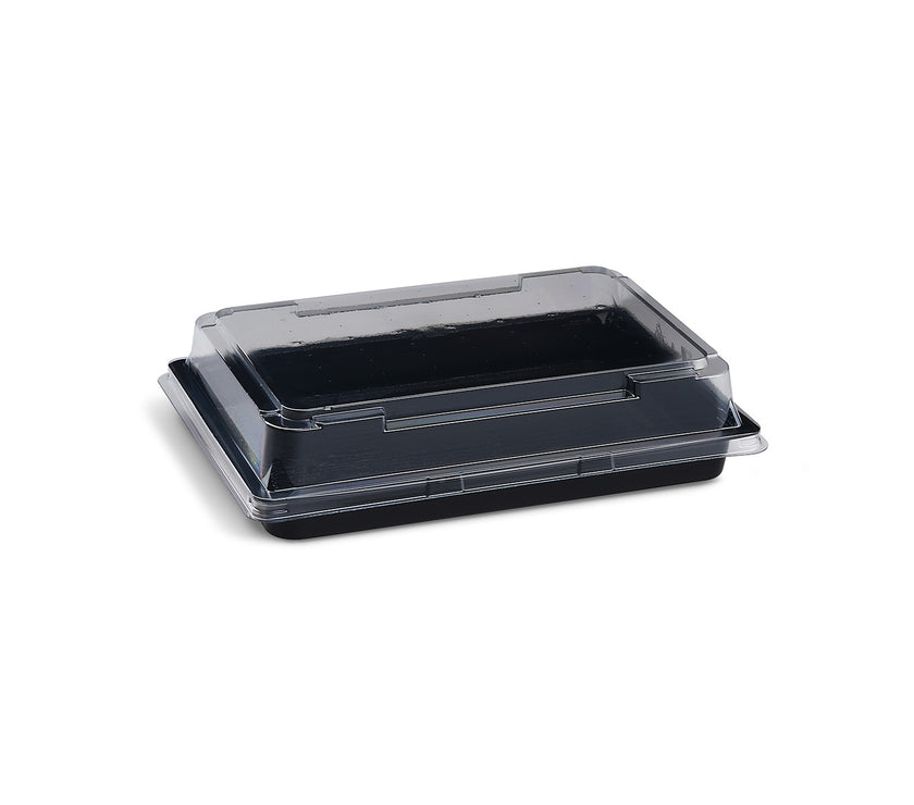 400 Stück  - Sushi Box L - rPet - 185x127x20mm - Kombipack inkl. Deckel