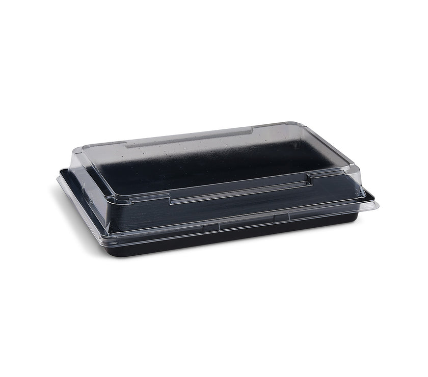 200 Stück - Sushi Box XL - rPet - 215x130x18mm - Kombipack inkl. Deckel