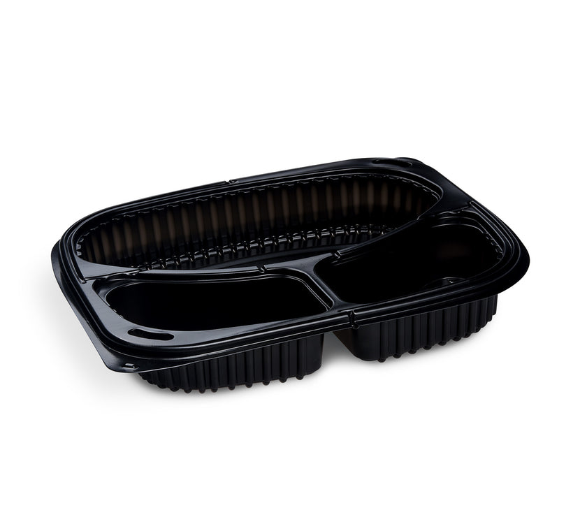 Menüschale schwarz - 3-geteilt - 1000ml - 240 x 210 x 40mm - 300 Stück